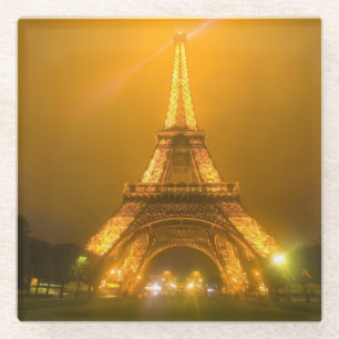 Frankreich, Paris. Eiffelturm um 3 Uhr beleuchtet Glasuntersetzer