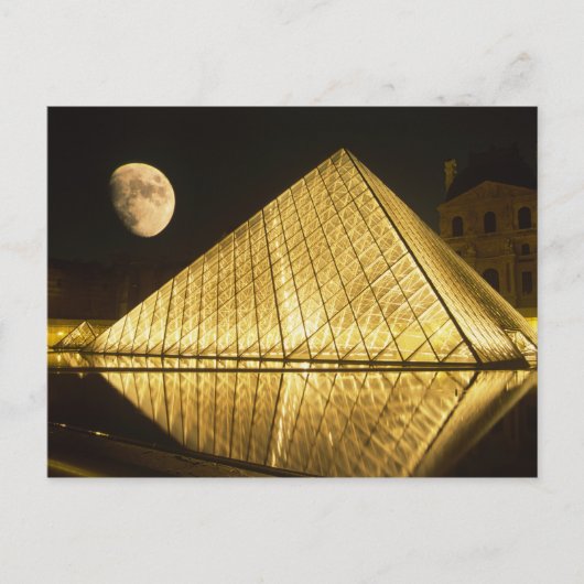 Frankreich, Paris, Louvre Museum, Nacht Postkarte (Vorderseite)