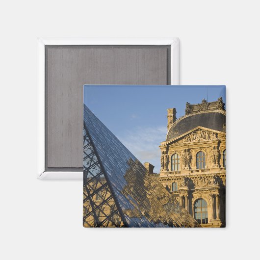 Frankreich, Paris, Louvre und die Pyramide, Magnet (Vorderseite/Rückseite)