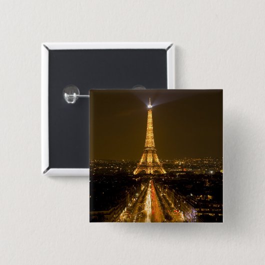 Frankreich, Paris. Nachtblick auf den Eiffelturm Button (Vorne & Hinten)