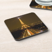 Frankreich, Paris. Nachtblick auf den Eiffelturm Getränkeuntersetzer (Linke Seite)