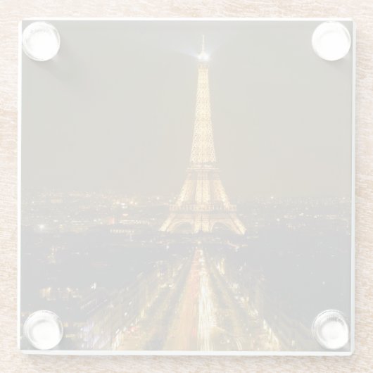 Frankreich, Paris. Nachtblick auf den Eiffelturm Glasuntersetzer (Rückseite)