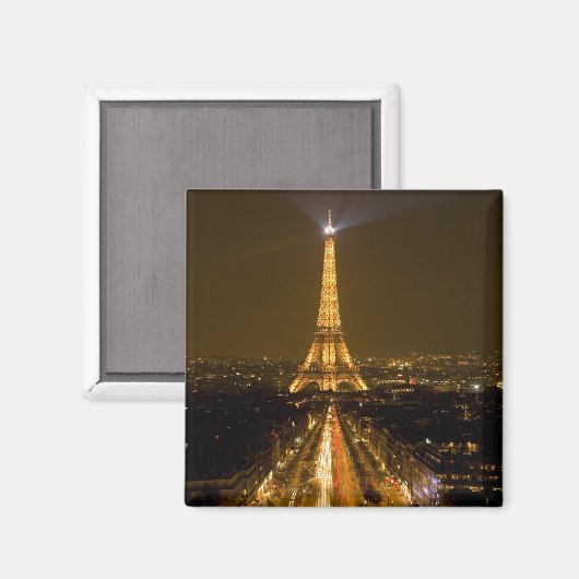 Frankreich, Paris Nachtblick auf den Eiffelturm Magnet (Vorderseite/Rückseite)