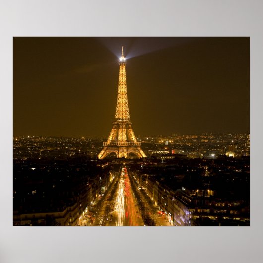 Frankreich, Paris Nachtblick auf den Eiffelturm Poster (Vorne)