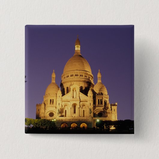 Frankreich, Paris, Sacré-Coeur bei Nacht. Button (Vorderseite)