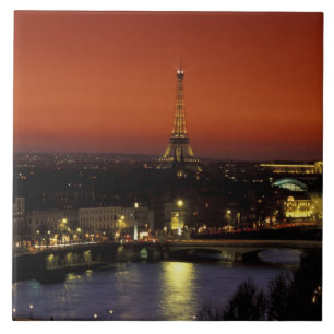 Frankreich, Paris Sonnenuntergang Blick auf Eiffel Fliese