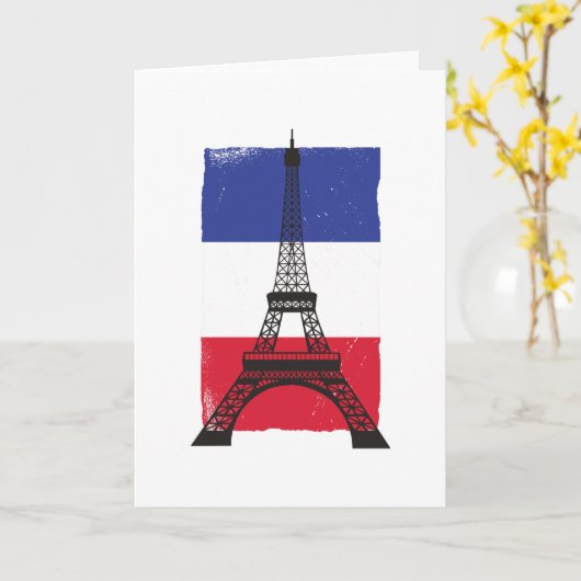 Frankreich - Pariser Flagge Karte (Gelbe Blume)