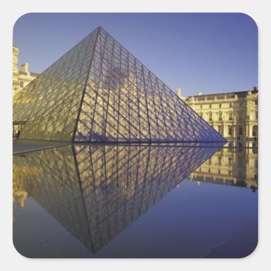 FRANKREICH, Pariser Reflektion, Pyramide. Der Louv Quadratischer Aufkleber (Vorderseite)