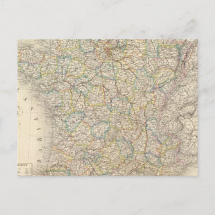 Frankreich, physisch, politisch postkarte