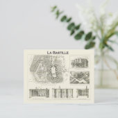 Frankreich, Plan und Bilder der Bastille Postkarte (Stehend Vorderseite)