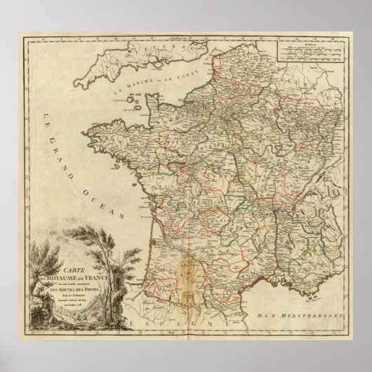 Frankreich Postwege Poster (Vorne)