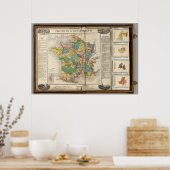 Frankreich Provinzen und Departements Poster (Küche)