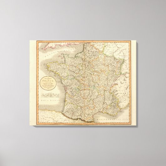 Frankreich Provinzgrenzen Leinwanddruck (Vorderseite)
