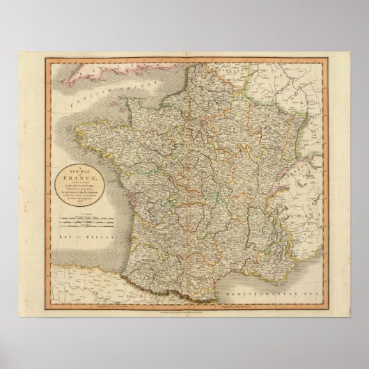 Frankreich Provinzgrenzen Poster (Vorne)