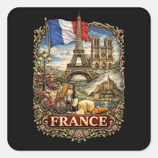Frankreich Quadratischer Aufkleber (Vorderseite)