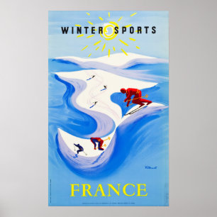 Frankreich-Reise-Plakat-… Winter-Sport Poster