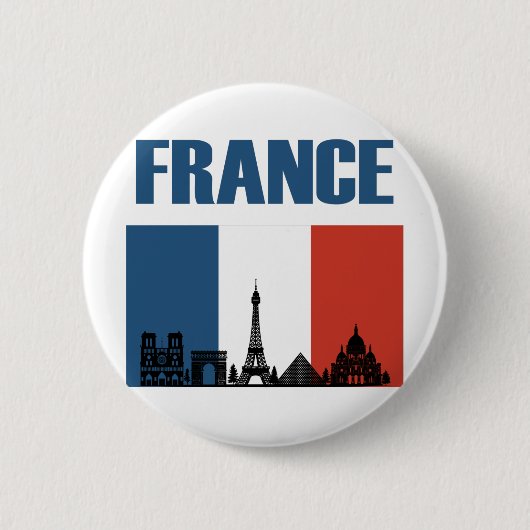 Frankreich Reisen - Paris City Skyline Französisch Button (Vorderseite)