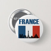 Frankreich Reisen - Paris City Skyline Französisch Button (Vorne & Hinten)