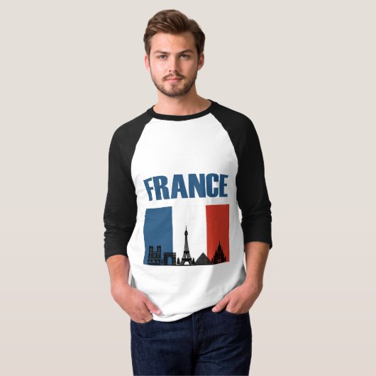 Frankreich Reisen - Paris City Skyline Französisch T-Shirt (Vorne ganz)