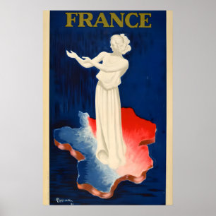 Frankreich-Reiseplakat im Vintage-Stil der 1930er Poster