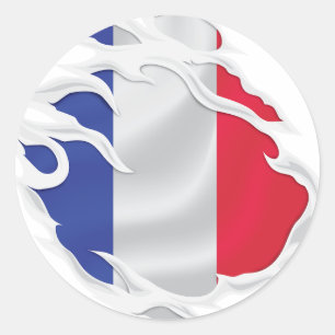 Frankreich Rippfahne Runder Aufkleber