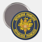 Frankreich Runde Emblem Magnet (Vorderseite/Rückseite)