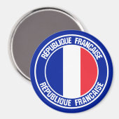 Frankreich Runde Emblem Magnet (Vorderseite/Rückseite)