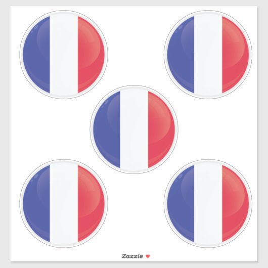 Frankreich Runde Icon-Flagge Aufkleber (Blatt)