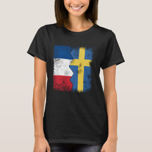Frankreich Schweden Flaggen Halb Schwedische Franz T-Shirt