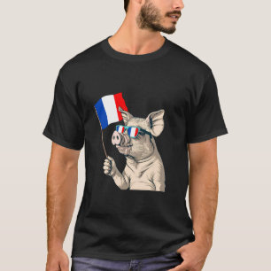 Frankreich Schwein Sonnenbrille Französischer Stol T-Shirt
