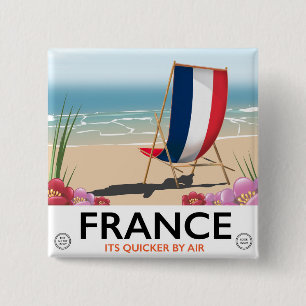 Frankreich-Seebad-Reiseplakat Button
