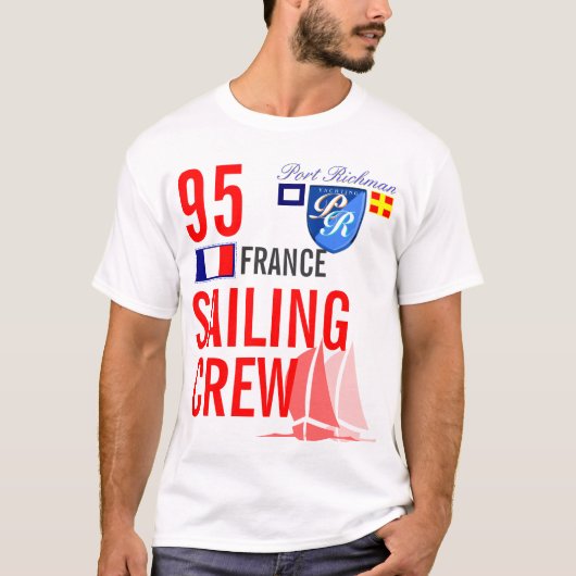Frankreich-Segeln-Crew nautisch T-Shirt (Vorderseite)