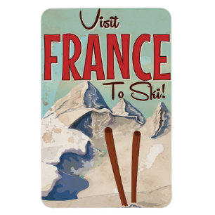 Frankreich Skifahren Vintage Reiseplakat Magnet