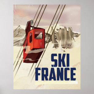 Frankreich Skifahren vintage Reiseplakat. Poster