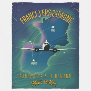 Frankreich - Spanien - Ferienplakat Fleecedecke