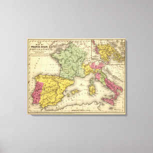 Frankreich, Spanien, Portugal, Italien Leinwanddruck