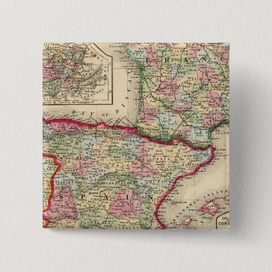 Frankreich, Spanien, Portugal Karte von Mitchell Button (Vorderseite)