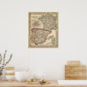 Frankreich, Spanien, Portugal Karte von Mitchell Poster (Küche)