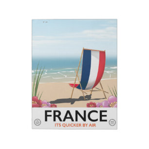 Frankreich Strand Reiseplakat. Notizblock