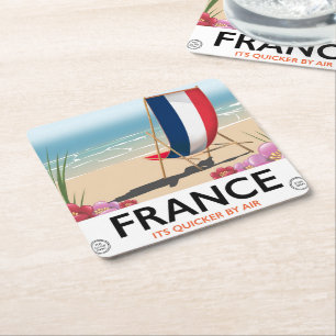 Frankreich Strandprospekt Rechteckiger Pappuntersetzer