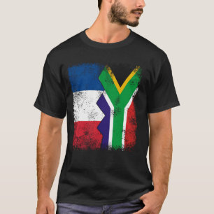 Frankreich Südafrika Flaggen Halbsüdafrikanisches T-Shirt
