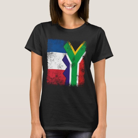 Frankreich Südafrika Flaggen Halbsüdafrikanisches T-Shirt (Vorderseite)