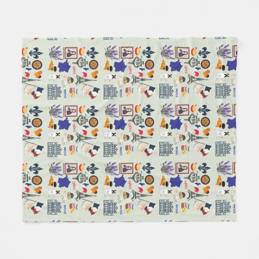 Frankreich Symbole Fleecedecke (Vorderseite (Horizontal))