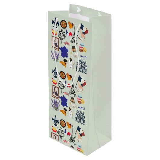 Frankreich Symbole Geschenktüte Für Weinflaschen (Rückseite Schrägansicht)