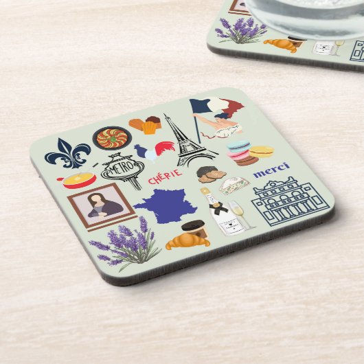 Frankreich Symbole Getränkeuntersetzer (Linke Seite)