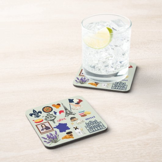 Frankreich Symbole Getränkeuntersetzer (Rechte Seite)