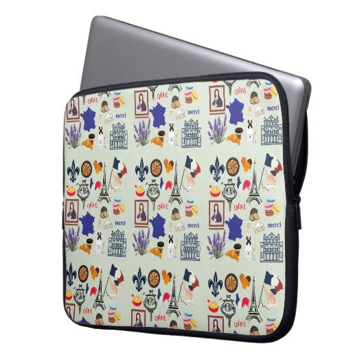Frankreich Symbole Laptopschutzhülle (Vorderseite Links)