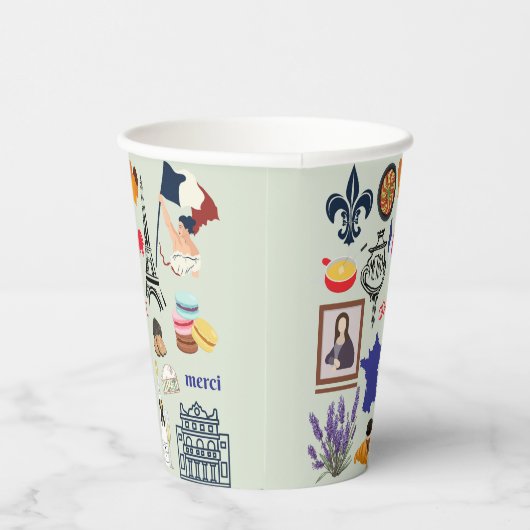 Frankreich Symbole Pappbecher (Rechts)