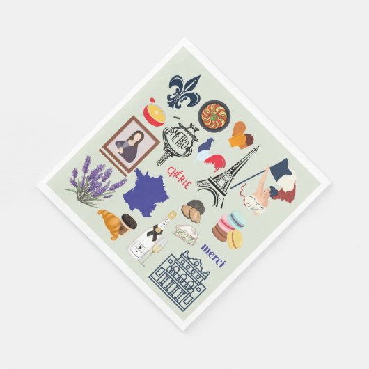 Frankreich Symbole Serviette (Ecke)