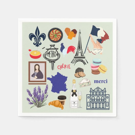 Frankreich Symbole Serviette (Vorderseite)